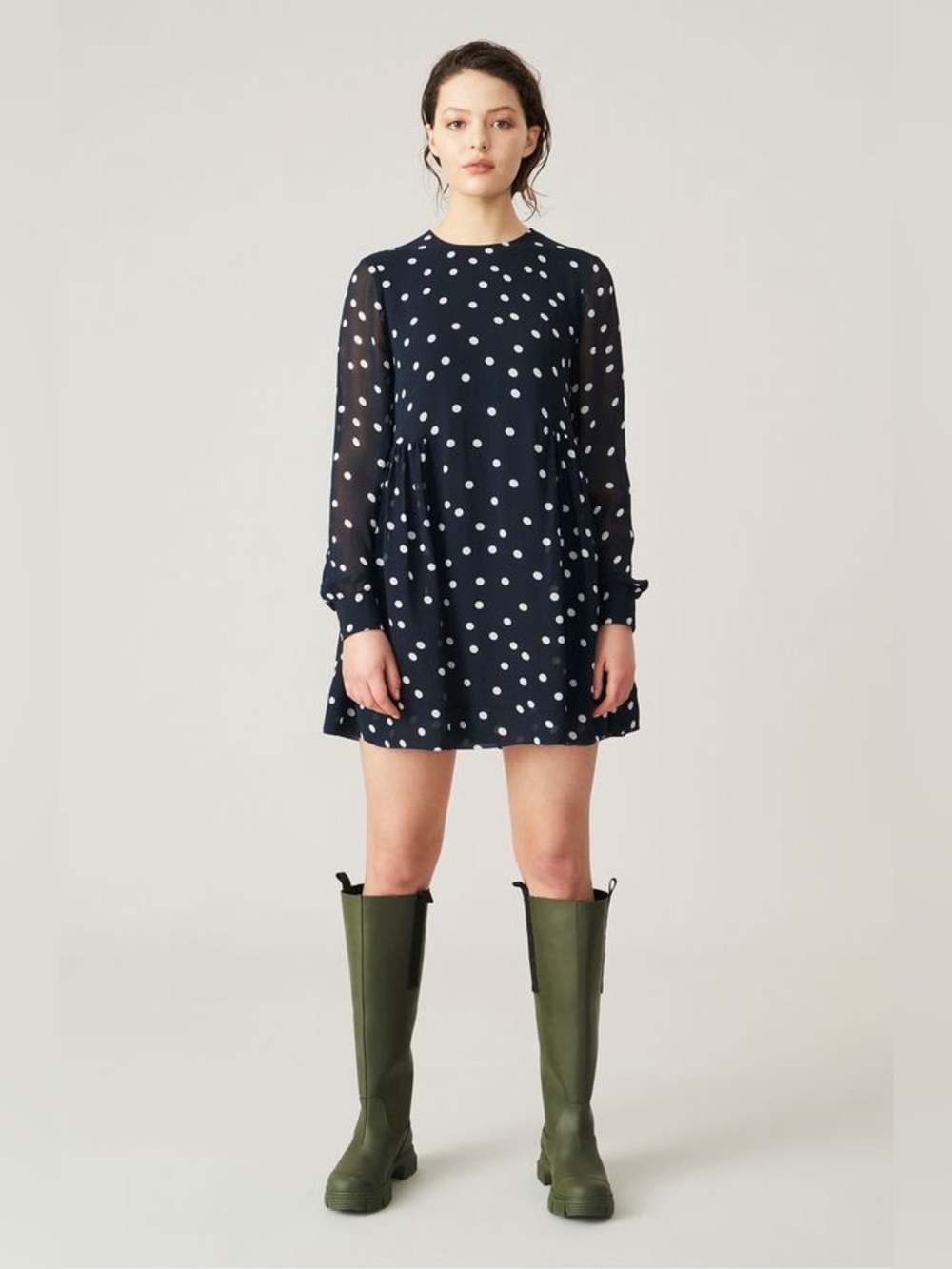 Ganni Georgette Polka Dot Mini Dress